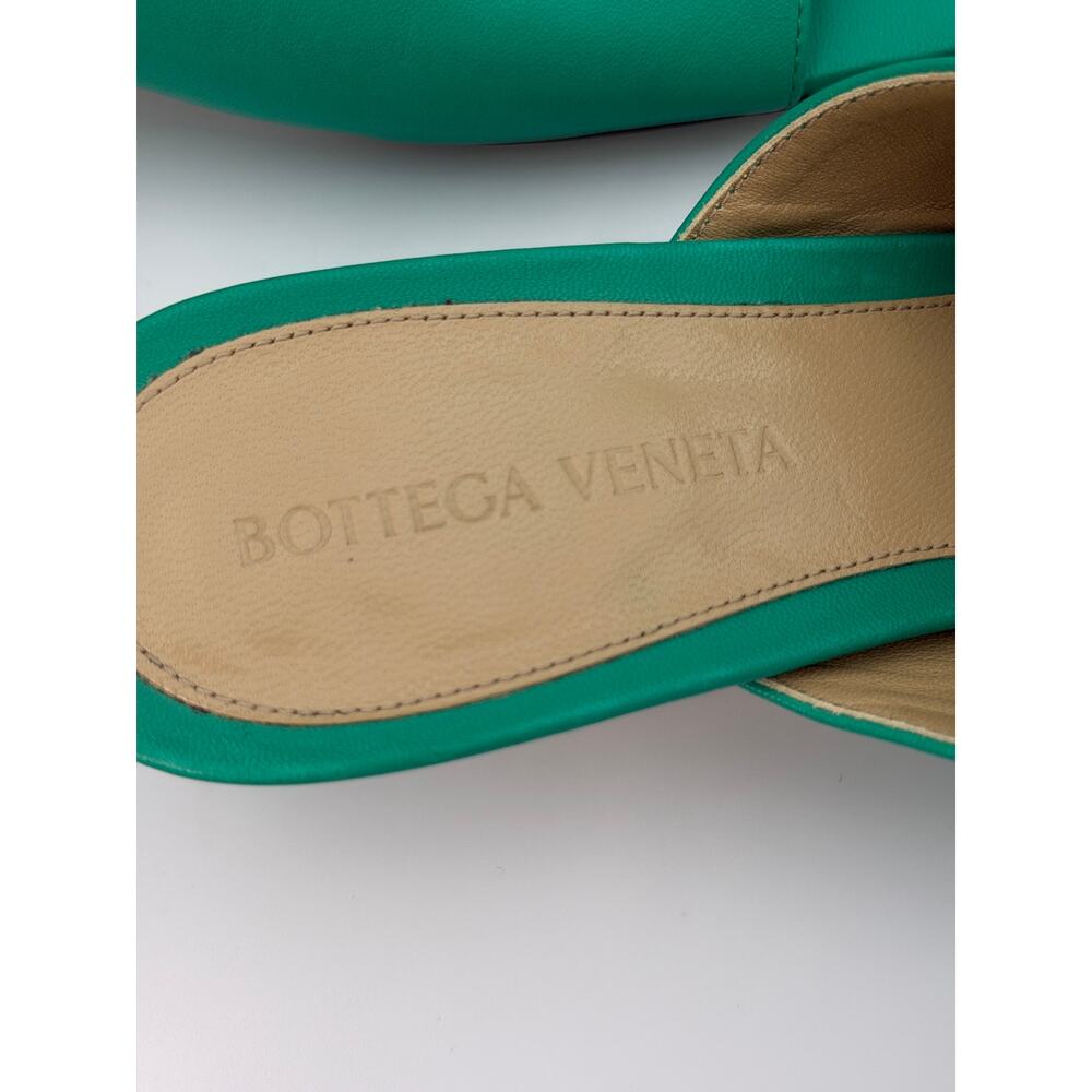 Bottega Veneta Stretch Mules Green Leather Size 37.5 / 7.5 Kitten Heel - Picture 9 of 16